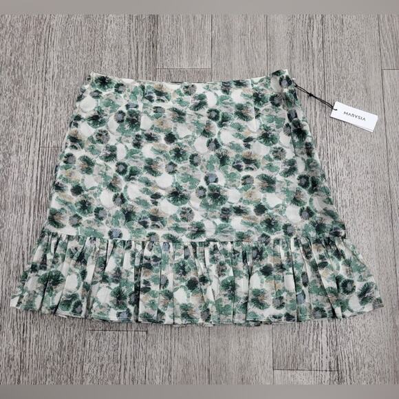 Marysia NWT Imperialis Gathered Floral Print Cotton Mini Skirt Sz M